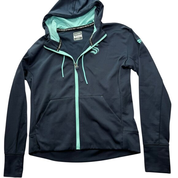 Seattle Kraken Hockey Dark Blue Hoodie Size Women's Medium. FANATICS Authentic - Picture 2 of 13